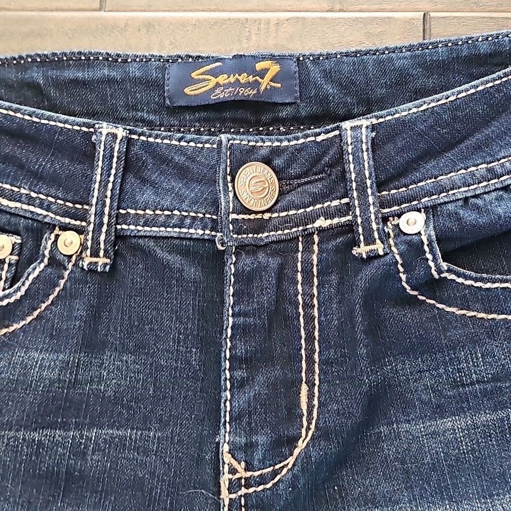 New Seven7 Dark Blue Jean Shorts Sz 6 - Picture 2 of 5
